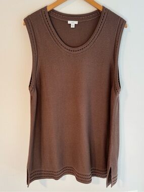 J Jill Brown Knit Sweater Tank Top XL